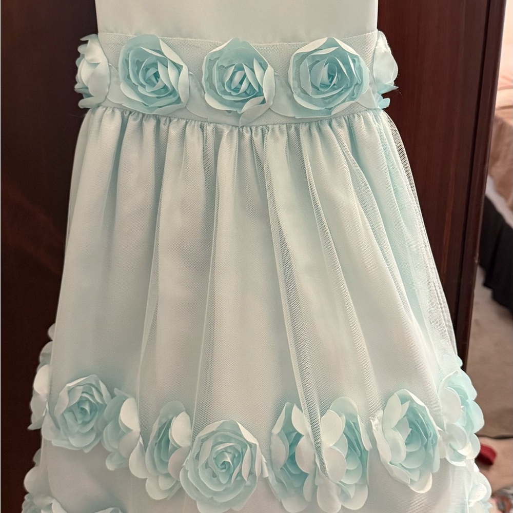 Bonnie Jean Light Blue Floral Kids Dress